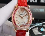 Swiss Replica Chopard Happy Diamond Oval Watch Pink Diamond Bezel Watch